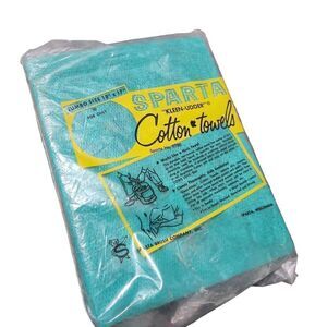 Vintage Sparta Cotton Towels Kleen-Udder Green 70s Jumbo 9700